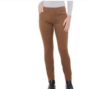 Up! Women's Brown Straight-leg Slim-fit Slip-on Pants (Size 12)